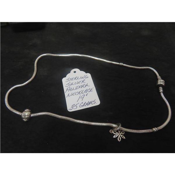 Sterling Silver Pandora Necklace 19" 35 gr.