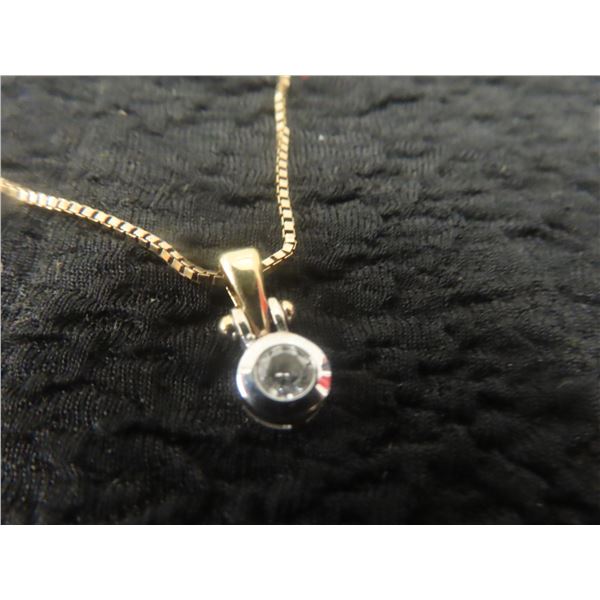 10Kt Gold + Diamond 18" Necklace with Pendant 3.6 gr. 