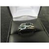 Image 1 : 10Kt White Gold + Diamond Aquamarine Size 5 1/2 2.7gr.