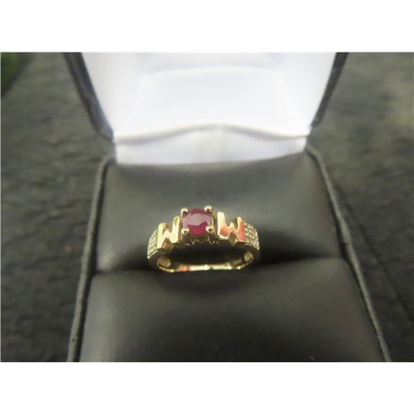 10Kt Gold Diamond + Garnet Size 4   2gr.