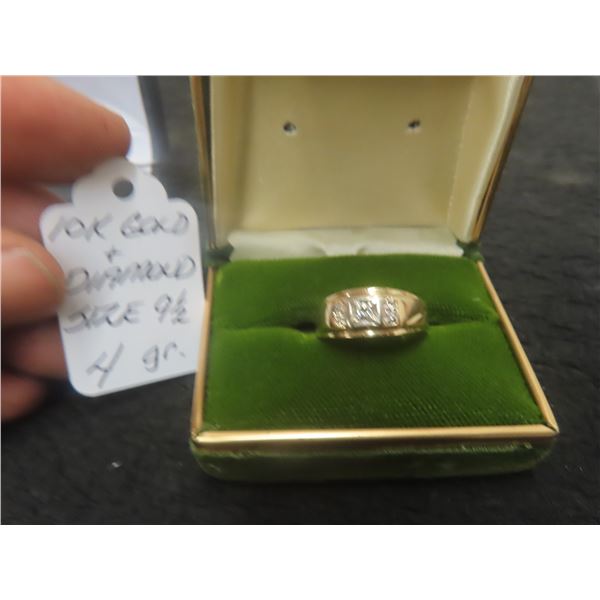 10Kt Gold + Diamond Size 9 1/2 Ring 4gr.