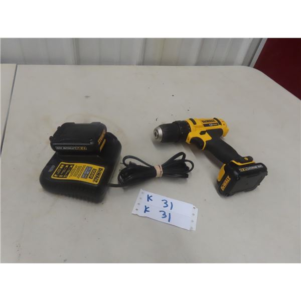 Dewalt 12V 3/8 Drill With 2x Battery + Charger - Works 