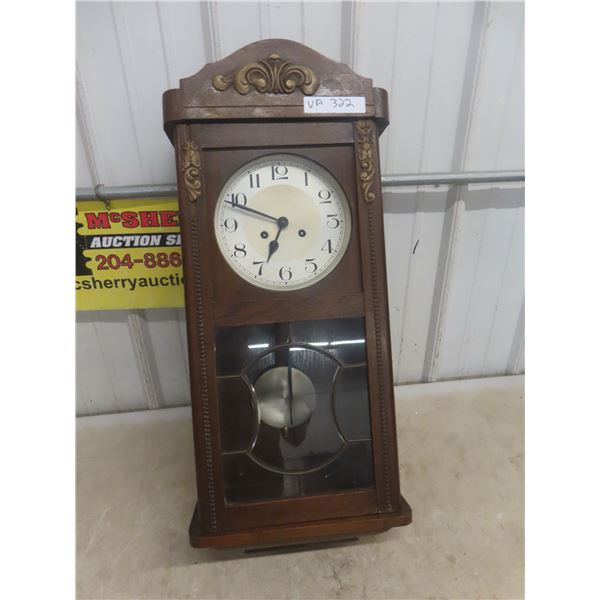 Oak Regulator Clock 31"x12"x7"