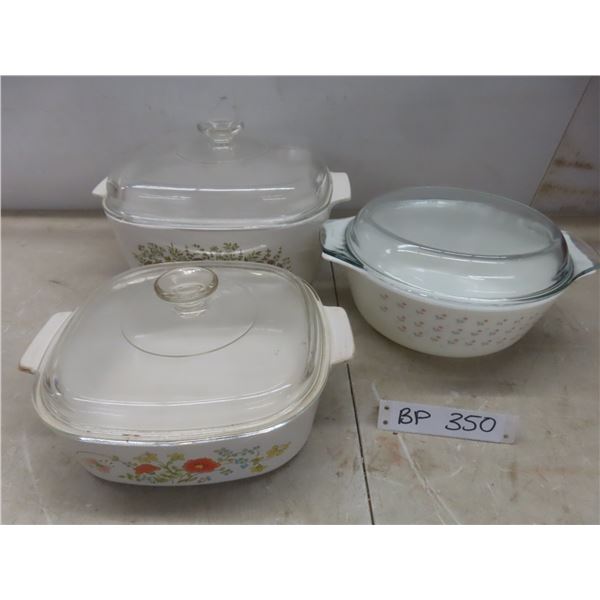 3 Pyrex  Dishes with Lids
