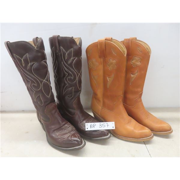 2 PR of Cowboy Boots, Mens Size 8 1/2
