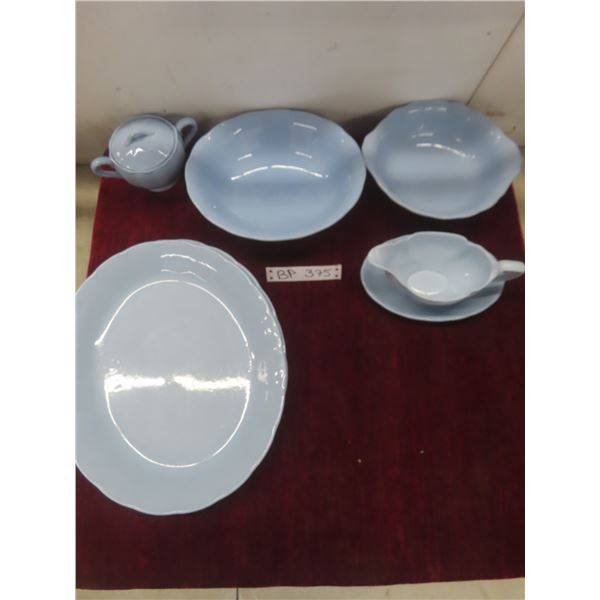 7 Piec Luan Petal Blue Dishes 