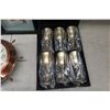 Image 4 : Brass Candle Holder, Vase+ 6 Goblets in Case,