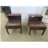 2 Stepback End Tables with Detailed Oriental Carving Scene 22"x24"20"