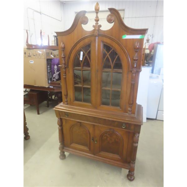 1920s Reitzels Walnut China Cabinet 78"x19"x43"- Gorgeous Cabinet