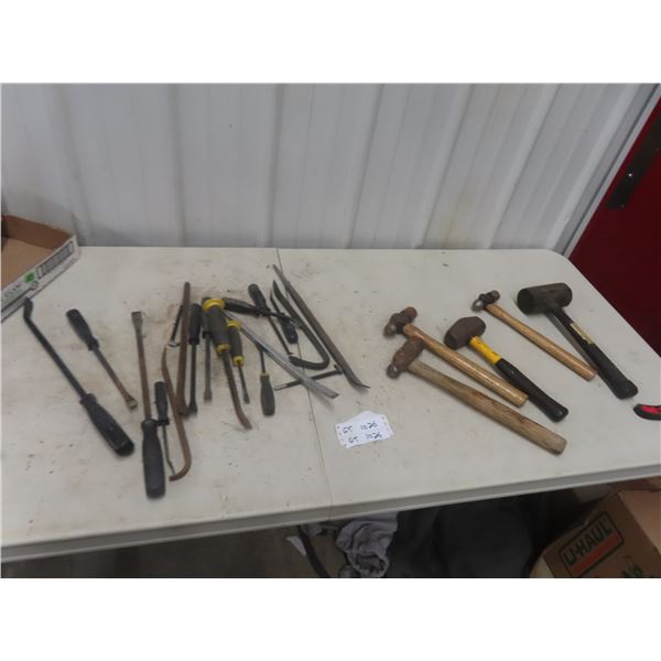 Ball Peen Hammer, Pry Bars and Sledge Hammer