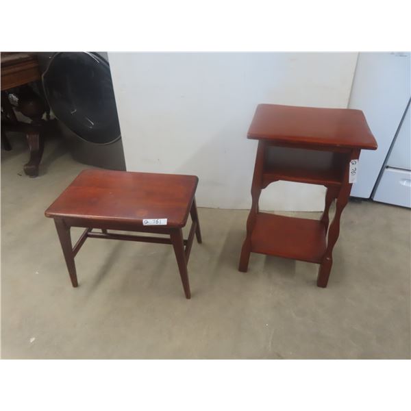 2 Wooden Stands 1) 28"x10"x13" 1) 17"x22"x14"