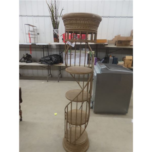 Wrought Iron What Not Shelf 70" Tall 13" Diameter