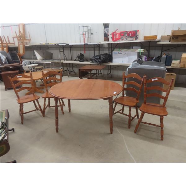 Table with Leaf + 4 Chairs, Maple- 30"x42"x52"