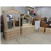 Image 1 : 4 Piece White Oak Bedroom Set : Dresser 28"x72"x21" 