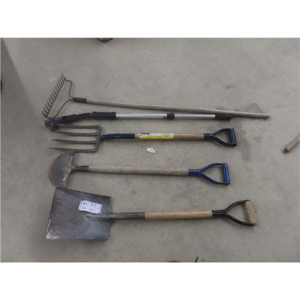 Hand Yard Tools: Shovel, Fork, Rake +