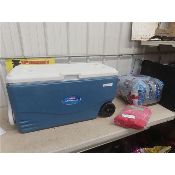 Coleman Extreme Large Rolling Picnic Cooler With Blanket + Cushions 