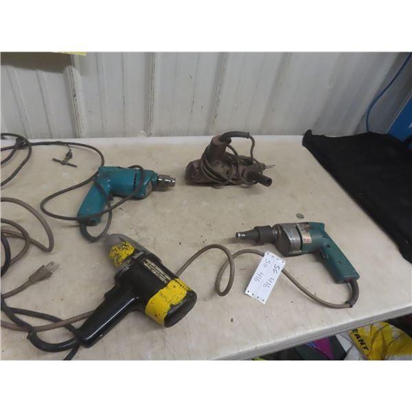 4x Power Tool Ingersoll 1/2" Impact Makita Drywall  Gun + 2 Drills 