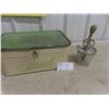 Image 1 : Metal Vintage Bread Box + Hand/ Jar Beater