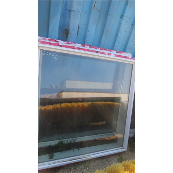 2 Used Plastic Framed Windows 47 1/2'' x 47 1/2'' 