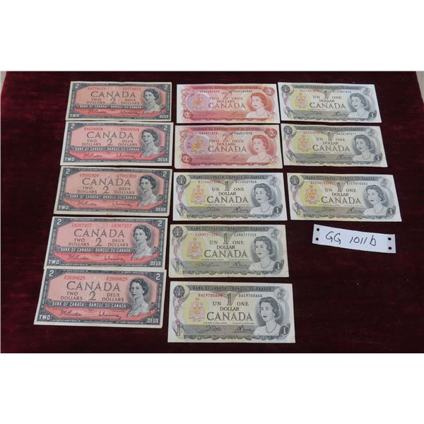 Canadian 1954,1975+1974 Paper Currency