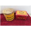 Image 2 : 3 Metal Tins, Plains City Beverage + Portage Soda Water Works Bottles