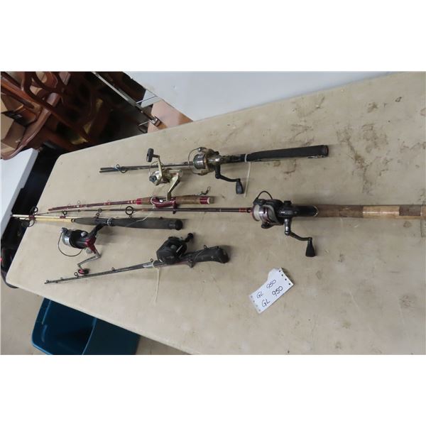 5 Fishing Rods + Reels 