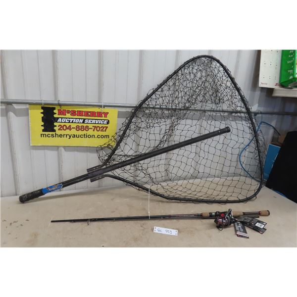 New Fishing Rod with Reel + Super Size Net 
