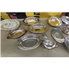 Image 3 : Silverplated Silverware + 2 China Platters