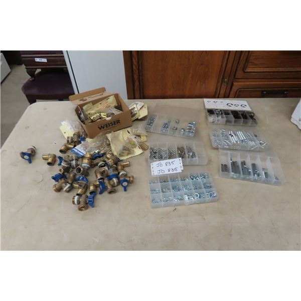 Brass Pipe Fittings + Various Fastners 