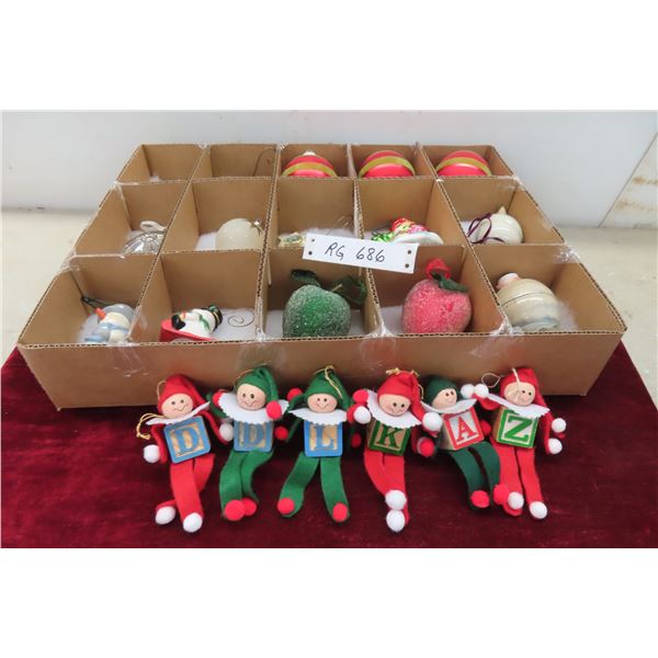 15 Christmas  Ornaments Vintage Glass + Ciramic 