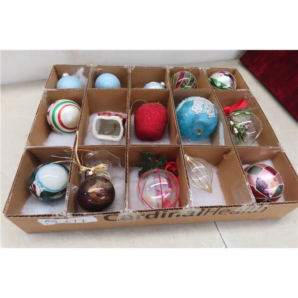 15 Various Ceramic and Glass Christmas Ornaments 