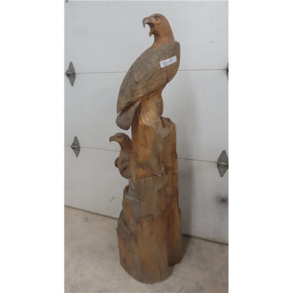 Wood Carving - Weathered Eagles 57" 