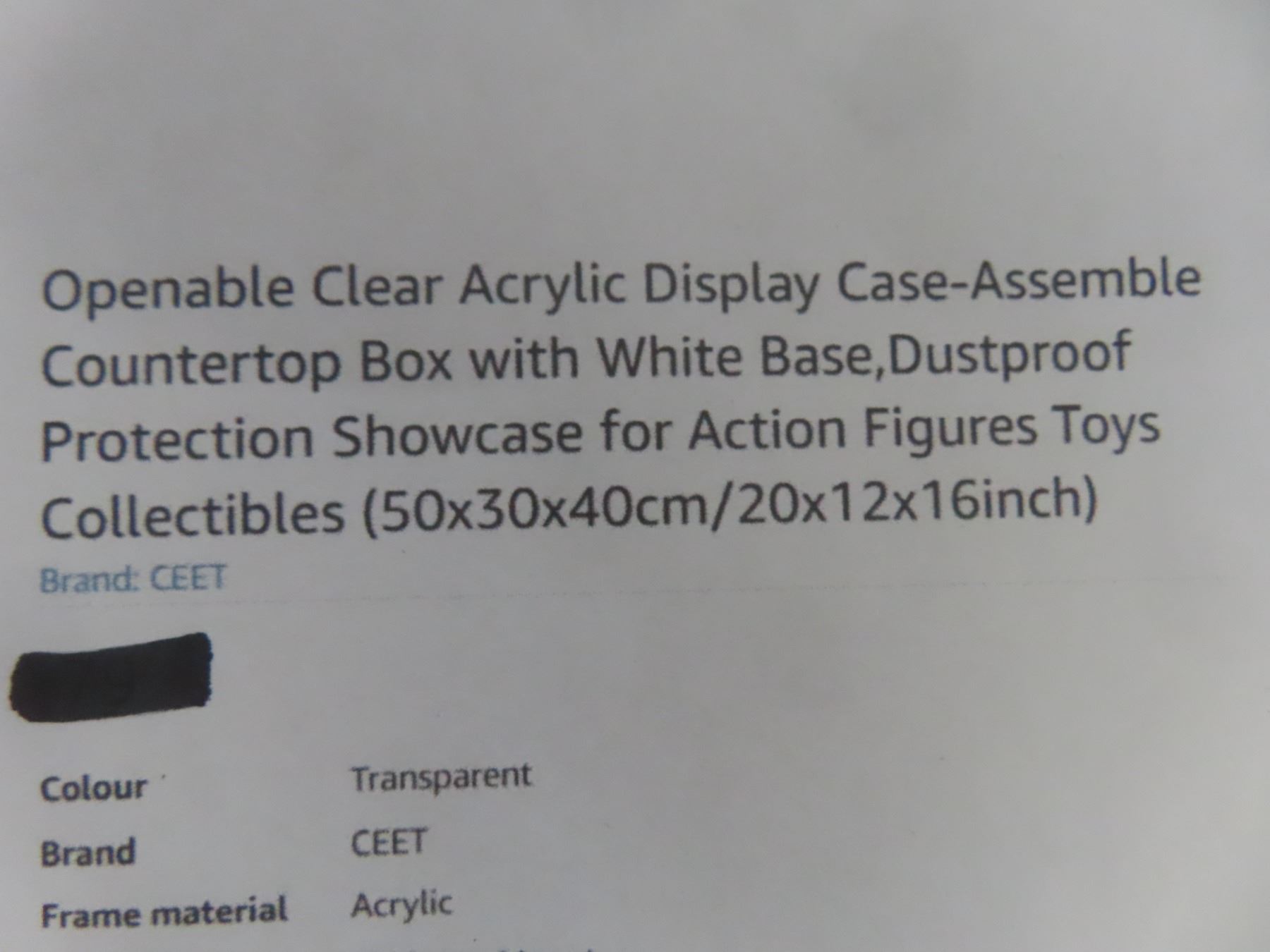 Cas Display Clear Acrylic Display Cas - McSherry Auction Service Ltd.
