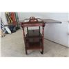Image 7 : Tea Wagon with Removable Glass Top Tray 28x28x16'' Extends to 37''