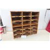 Image 1 : Vintage 2 PC Oak Pigeon Hole Cabinet 21x9x23