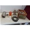 Image 1 : Vintage Industrial Light Fixtures and Amber Coloured Light Shade
