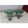 Image 2 : 2 Vintage Glass Suspension Insulators "Flying Saucer" Aqua Blue Green Glass