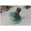 Image 4 : 2 Vintage Glass Suspension Insulators "Flying Saucer" Aqua Blue Green Glass
