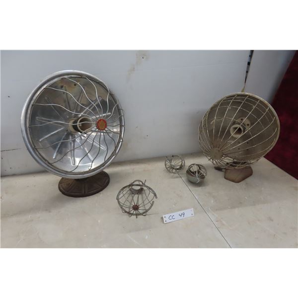 2 Antique Electric Space Heaters and 3 Lamp Guards