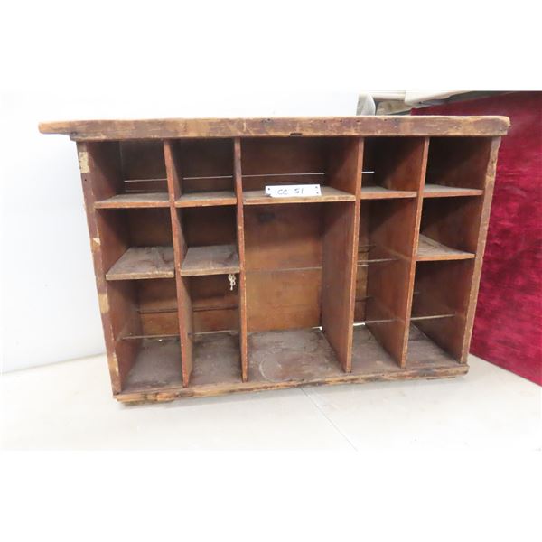 Antique Wood Pigeon Hole Cabinet 23x35x10