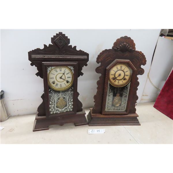 2 Antique Gilbert Pendulum Clocks with Key