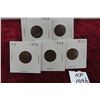 Image 1 : (5) Canada 1 Cent Coins 1930, 31, 32, 33 and 1934