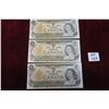 Image 1 : 3 Uncirculated 1973 Canada $1 Bills