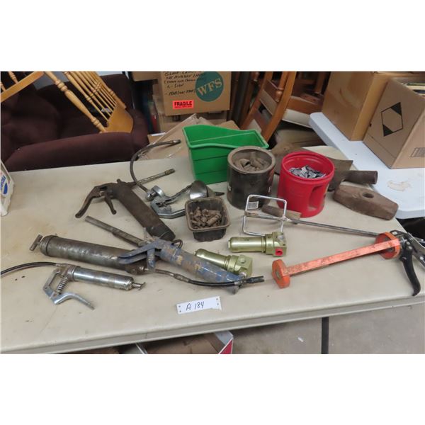 Caulking Guns, Grease Guns, Paint Mixer, Sledge Hammer Head 