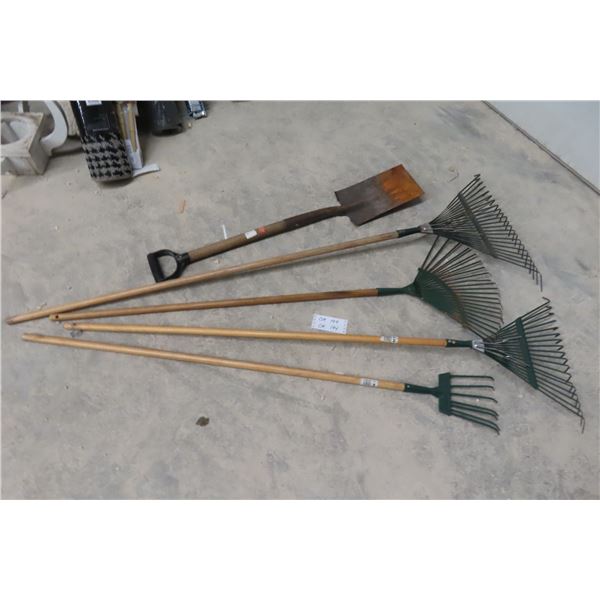 Yard Tools Scraping Shovel and Fan Rakes