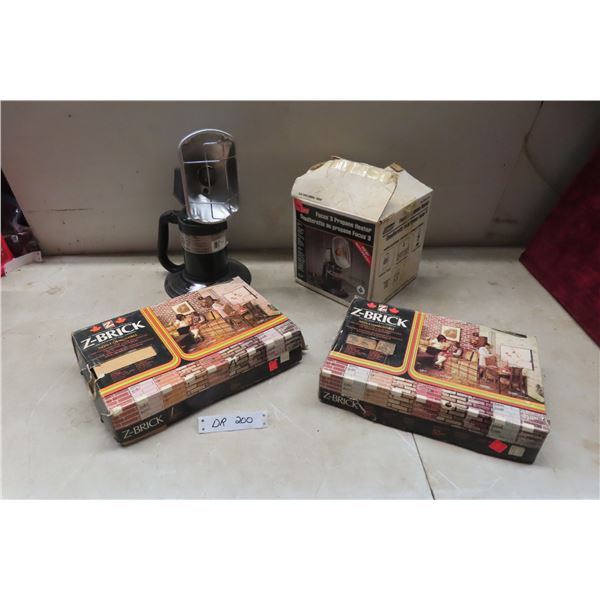 2 Boxes Z-Brick and Propane Heater 
