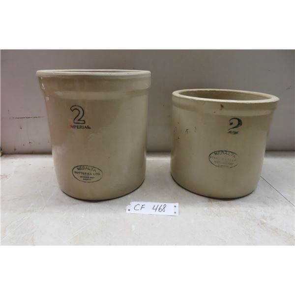 3 Medalta Stoneware Crocks 2 Gallon