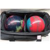 Image 4 : (2) 10-Pin Bowling Balls with Rolling Case 