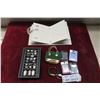 Image 1 : Costume Jewelery in Cases: 22 Rings, 9 pairs Earrings, Suisse Watch and 4 Pkgs Pierced Hoops
