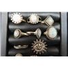 Image 2 : Costume Jewelery in Cases: 22 Rings, 9 pairs Earrings, Suisse Watch and 4 Pkgs Pierced Hoops